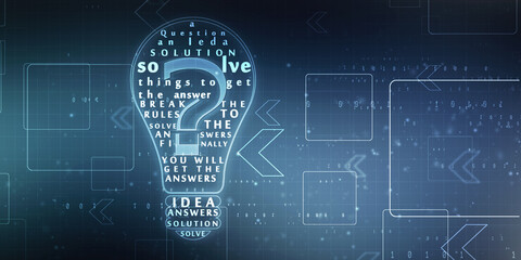 Poster - 2d rendering Business concept, question mark with light bulb
