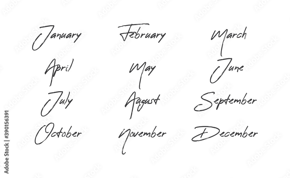Handwritten names of months: December, January, February, March, April ...