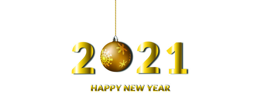 Happy New Year. Vector illustration. Holiday luxury golden design on white background.