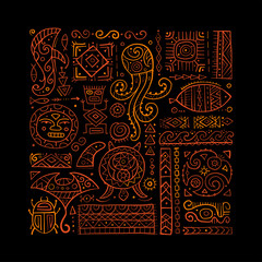 Aufkleber - Ethnic handmade ornament for your design. Polynesian style