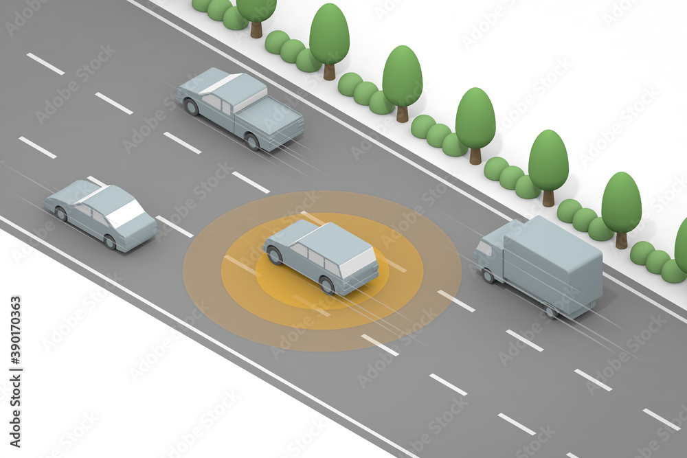 Autonomous driving runs at high speeds. A car that runs automatically ...