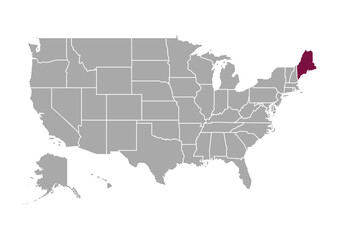 Poster - Map of Maine state and position in the United States