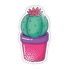 Poster - potted cactus flower pop art element sticker icon isolated design