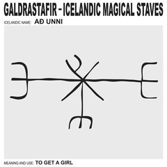 Wall Mural - vector icon with Icelandic magical staves Ad unni. Symbol symbol means and is used for get a girl