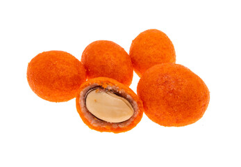 Canvas Print - roasted peanuts in orange shell isolated