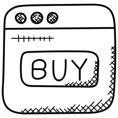 Sticker - 
Buy button on website, buy online doodle icon
