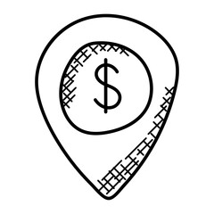 Poster - A location pointer with dollar coin sign, business or bank location icon