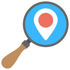 Sticker - 
A magnifier over a location marker symbolising location tracking
