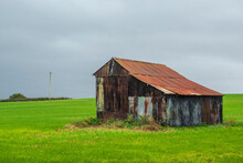Rusty Corrugated Iron Shed In A Field