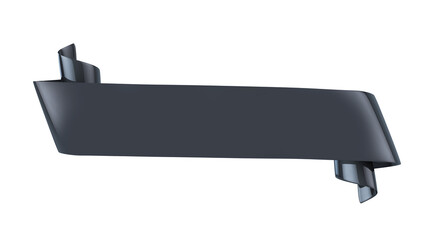 Wall Mural - Black double festive ribbon tag, isolated object - 3D render