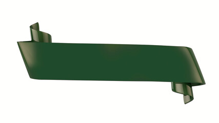Wall Mural - Green double festive ribbon tag, isolated object - 3D render