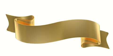Wall Mural - Golden double festive ribbon tag, isolated object - 3D render