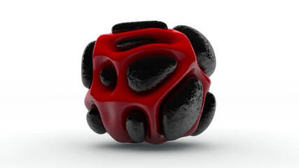 Poster - Abstract 3D animation of amorphous shapes that have the contours of a cube and sphere and constantly pulsating and changing shape.