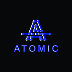 Illustration modern letter A for atomic logo design concept