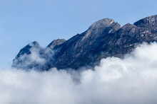 Mount Kinabalu Jutting Out Above The Cloud Layer; Sabah Borneo