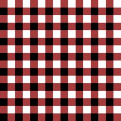 Wall Mural - Plaid seamless pattern in red, white and black. Tartan plaid for dress, skirt, flannel shirt, autumn, winter fabrics, background. Buffalo check gingham style. Vector flat illustration.