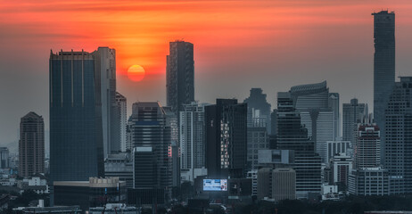 Poster - Cityscape of Bangkok, Thailand at Colorful Sunset