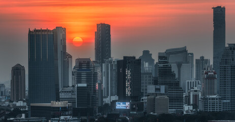 Wall Mural - Cityscape of Bangkok, Thailand at Colorful Sunset