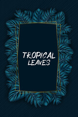 Wall Mural - Exotic pattern with tropical leaves on a black background.