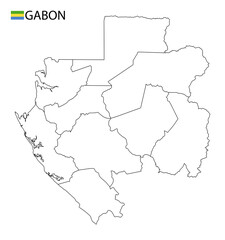 Naklejka na meble Gabon map, black and white detailed outline regions of the country. Vector illustration