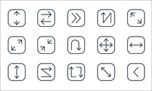 Arrows Line Icons. Linear Set. Quality Vector Line Set Such As Left Chevron, Refresh, Up Down, Expand, Zigzag Arrow, Expand, Move, Zigzag Arrow, Transfer.