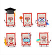 School student of christmas ticket cartoon character with various expressions
