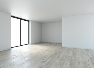 Empty interior. 3d rendering. White interior with plinth