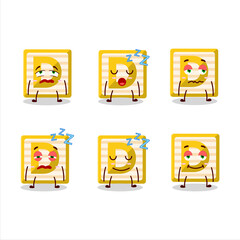 Sticker - Cartoon character of toy block D with sleepy expression