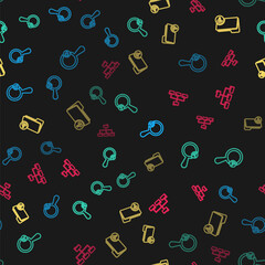 Poster - Set line Search location, Unknown search, directory and Folder tree on seamless pattern. Vector.