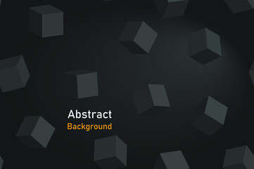 Black 3d cubes background. Seamless vector dark abstract pattern. Chaotic cubes. Minimalistic wallpaper. 10 eps design for advertising banner, brochure, cover, web etc.