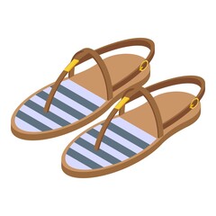 Wall Mural - Beach sandals icon. Isometric of beach sandals vector icon for web design isolated on white background
