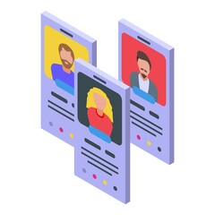Poster - Online dating profile icon. Isometric of online dating profile vector icon for web design isolated on white background