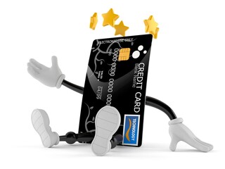 Canvas Print - Credit card character with stars around head