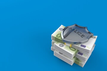 Wall Mural - Police badge on stack of money