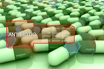 3d illustration medical antibiotic pills 
