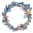 © xLizavetaart - New Year's round wreath of Christmas tree branches