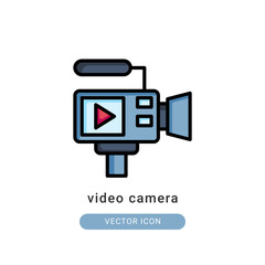 video camera icon vector illustration. video camera icon lineal color design.