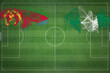 Eritrea vs Nigeria Soccer Match, national colors, national flags, soccer field, football game, Copy space