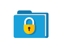 Secure Confidential Files Folder With Paper Documents Access And Private Lock Vector Flat Icon, Permission Concept, Privacy Protection Locked Or Secret Data Icon