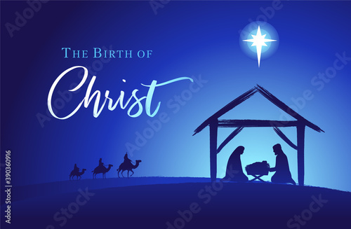 Fotomural Birth of Christ, Holy family and manger