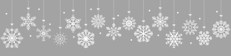 Wall Mural - hanging snow stars banner for christmas greetings time