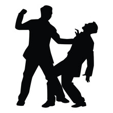 Two Businessman Are Fighting Silhouette Vector On White