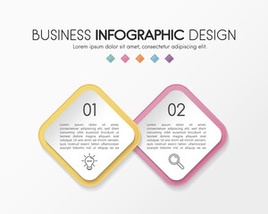 Infographic template with 2 steps. Simple diagram. Vector