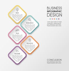 Wall Mural - Business infograph with 5 steps. Colourful diagram. Vector