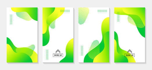 Wall Mural - green liquid stories vector templates. abstract vertical wavy backgrounds for social media