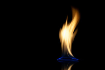 The fire. Flames are burning isolated on a black background.