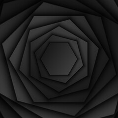 Wall Mural - abstract black hexagonal overlap layer background, hexagon shape rotation pattern, dark minimal desi