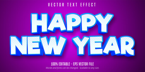 Wall Mural - Happy new year text, cartoon style editable text effect