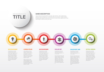 Poster - Six white circle steps timeline process infographic