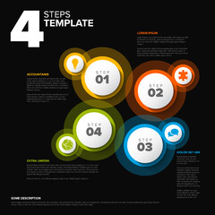 Poster - Four circle steps process infographic